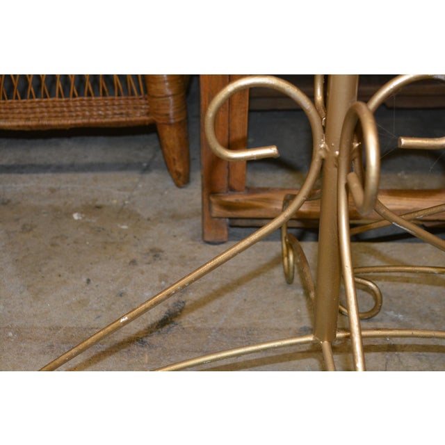 Pair Vintage Adjustable Gold Painted Wrought Iron / Metal Floor Candelabra's - 7 Holders in Each For Sale - Image 12 of 18