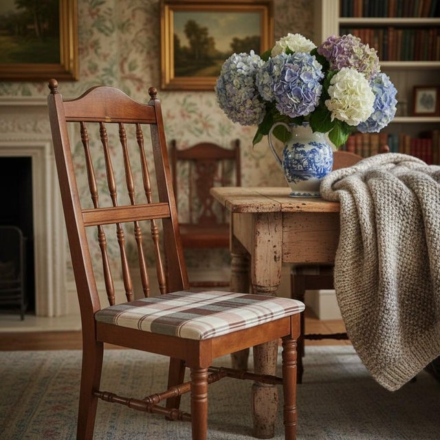 Made by Dixie Dinettes, Inc. of Richmond, Virginia, this 1970s Colonial Revival side chair reflects the Early American...