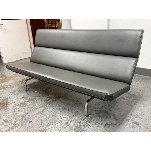 Mid-Century Modern Circa 2004 Eames for Herman Miller Eames Vinyl Sofa Compact For Sale - Image 3 of 12