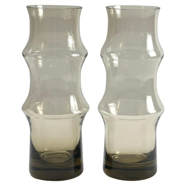 Vintage Smoked Glass and Bamboo Vases, 1960s, Set of 2 For Sale - Image 10 of 10