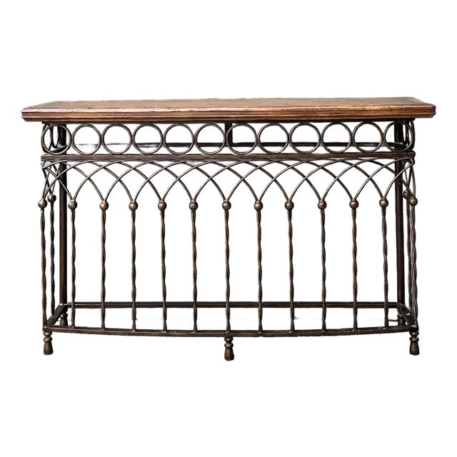 Vintage Twisted Wrought Iron Console Table For Sale