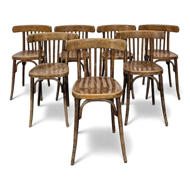 Wood Bistro Chairs from Baumann, Set of 7 For Sale - Image 7 of 7