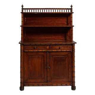 1900-1909 France Rich Walnut Brown Carved Walnut Server With Gallery Shelf For Sale