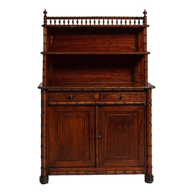 1900-1909 France Rich Walnut Brown Carved Walnut Server With Gallery Shelf For Sale