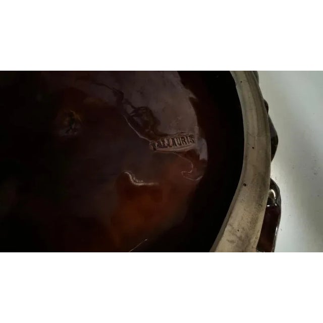 Ceramic Green and Brown Color Serving Tray in Ceramic, France, 1970s For Sale - Image 7 of 8