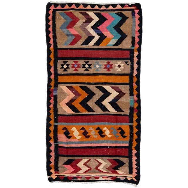 Mid-20th Century Turkish Kilim Multicolor Handmade Tribal Wool Rug For Sale - Image 10 of 10