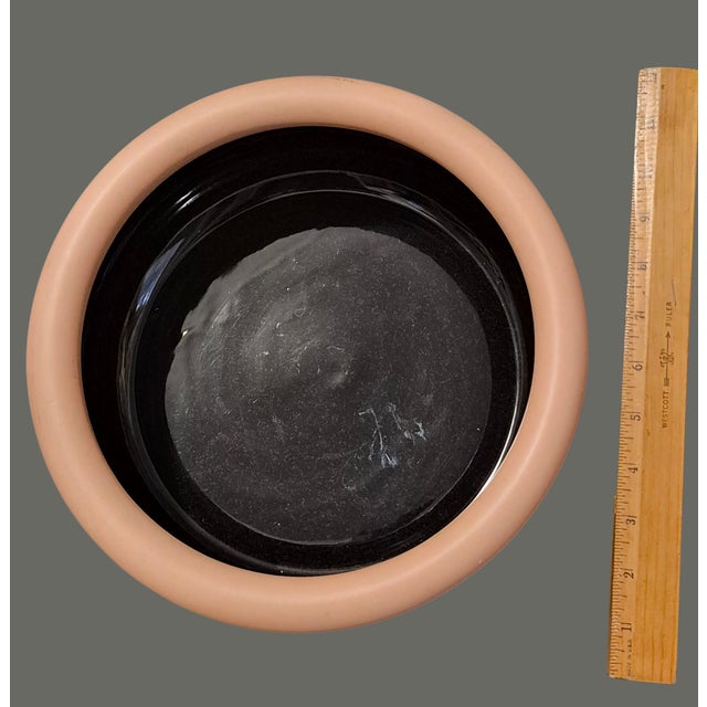 Late 20th Century Vintage Mid-Century Modern Black Glazed Terra-Cotta Pottery Bowl For Sale - Image 5 of 8