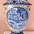 Chinoiserie 1980s Beautiful huge Maitland Smith blue and white scenic urn with lid and brass acorn finial // sepia flowers // hand-painted // Made in Thailand For Sale - Image 3 of 10