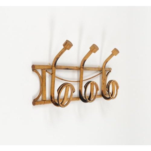 Mid-Century Wall Coat Rack in Bamboo and Rattan, Italy, 1960s For Sale - Image 10 of 14