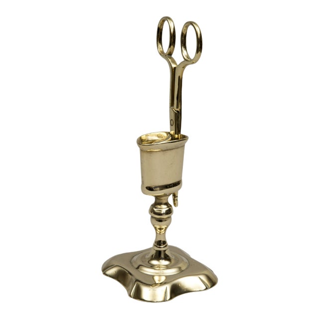 Antique Queen Anne Period Brass Candle Snuffer For Sale