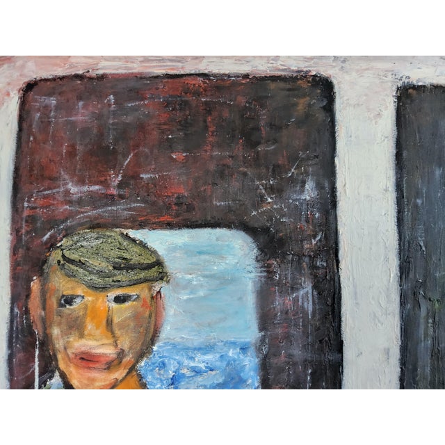 Mid Century Swedish Modernist Naivist Maritime Oil Painting of a Fisherman For Sale - Image 4 of 18
