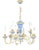 Hollywood Regency Blue Porcelain and Brass 9-Light Chandelier, Italy, 1970s For Sale