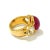 Art Deco Bochic “Orient” Ruby & White Topaz Vintage 3 Gem Ring Set in 18k & Silver Size 8 For Sale - Image 3 of 3