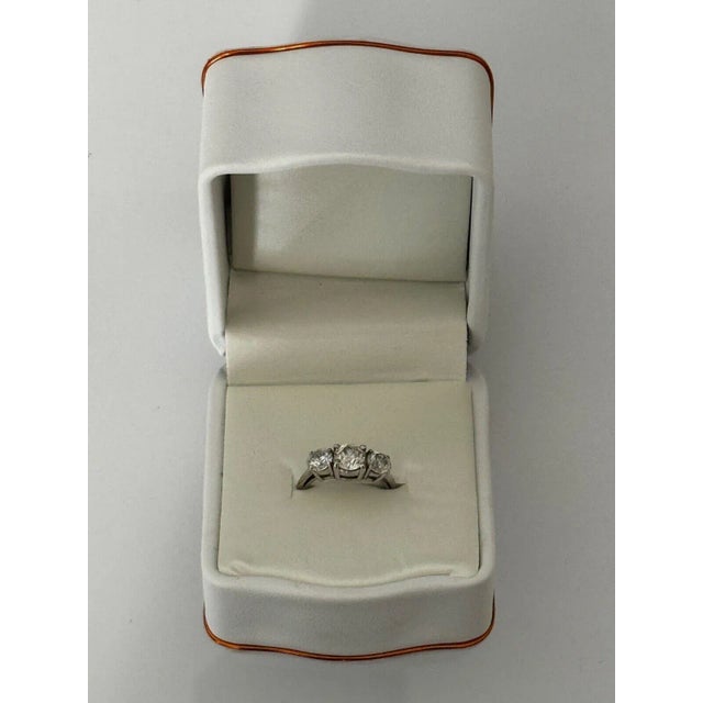 Transparent Exquisite 18ct White Gold Trilogy Diamond Engagement Ring – 2ct, British Vintage Original For Sale - Image 8 of 18