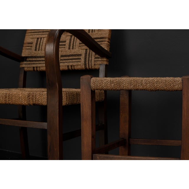 Set of Scandinavian Chair and Ottoman attributed to Axel Larsson for Bodafors, Sweden, 1930s, Set of 4 For Sale - Image 14 of 18