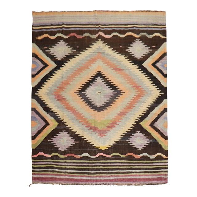 Mid 20th Century Dazzling Room Kilim Flat-Weave - 8'4" x 11' For Sale