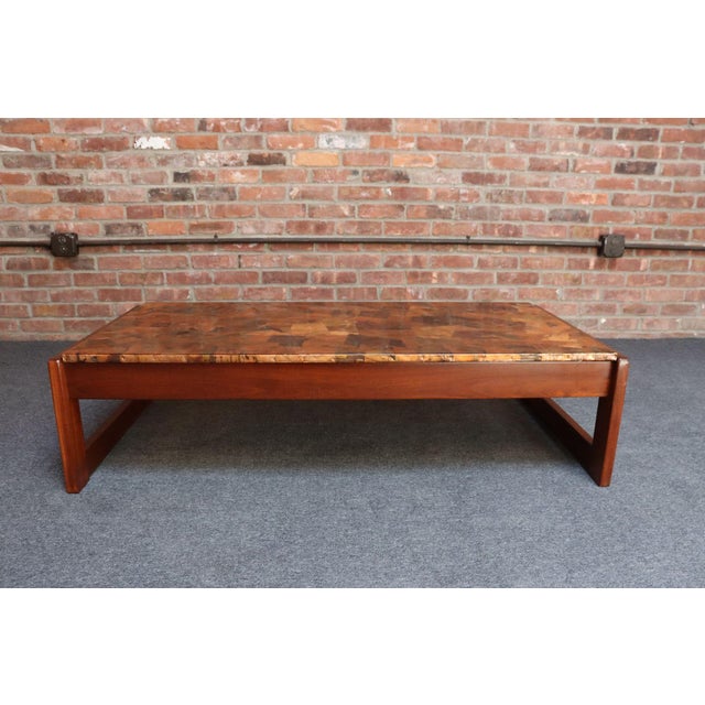Percival Lafer Brazilian Modern Rosewood and Copper Mosaic Coffee Table by Percival Lafer For Sale - Image 4 of 18