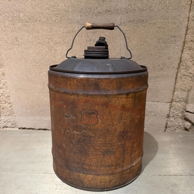 Metal Vintage Phillips 66 5-Gallon Metal Gas or Oil Container Industrial Mid-Century For Sale - Image 7 of 11