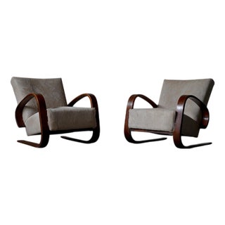 Lounge Chairs in Beige Pony Skin by Miroslav Navrátil, Czech Republic, 1950s, Set of 2 For Sale