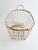 Shabby Chic Mid-Century French Distressed White Wire Gathering Basket With Ball Feet & Handles For Sale - Image 3 of 7