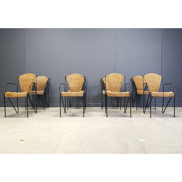 Wicker Chairs by Frederick Weinberg, 1960s, Set of 8 For Sale - Image 4 of 12