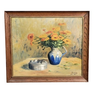 Jacques Cartier, Still Life with Flowers, 1920s, Oil on Canvas, Framed For Sale