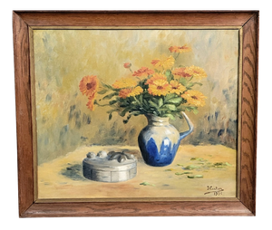 Jacques Cartier, Still Life with Flowers, 1920s, Oil on Canvas, Framed