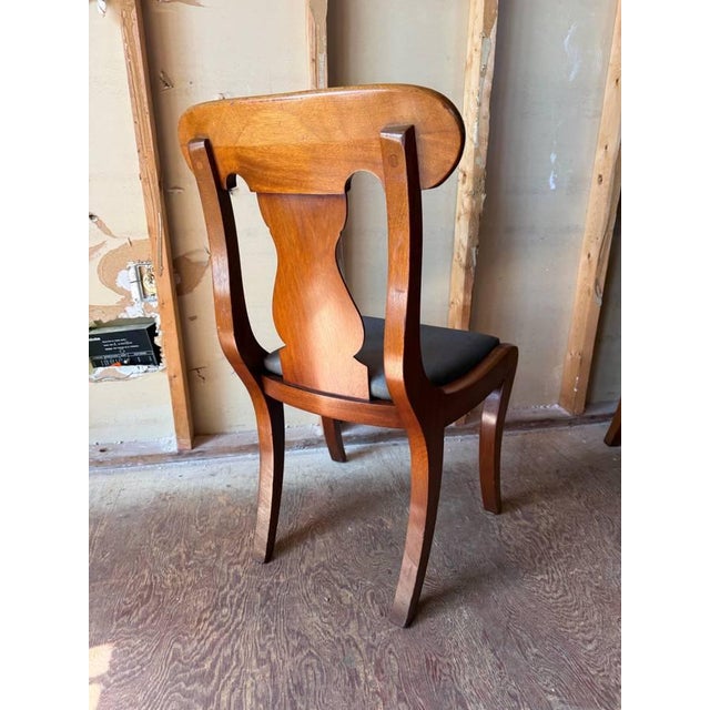 Early 20th Century Set of 6 Crotch Flame Mahogany Empire Style Saber Leg Dining Chairs For Sale - Image 12 of 18
