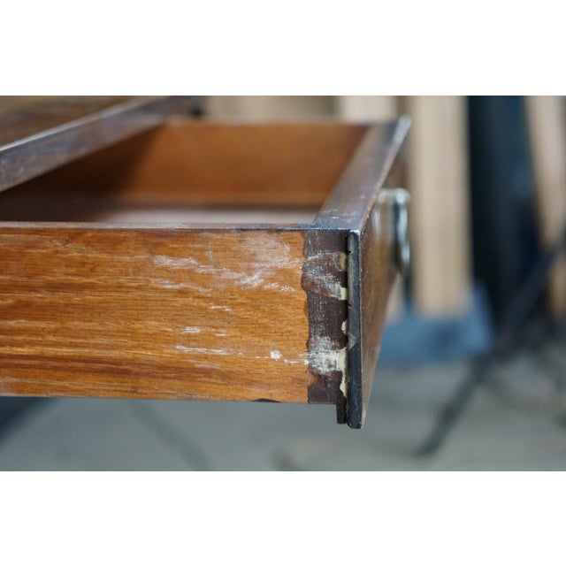 Antique English Regency Style Rosewood Mahogany & Brass Gallery Writing Table For Sale - Image 10 of 18