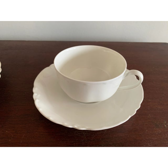 Limoges, France Haviland Limoges France Ranson Blank White 5 Piece Place Setting Dinnerware Bone China Scalloped For Sale - Image 4 of 10