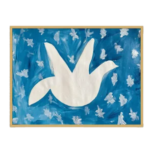 Flying Dove Print by Virginia Chamlee in Gold Frame, Large