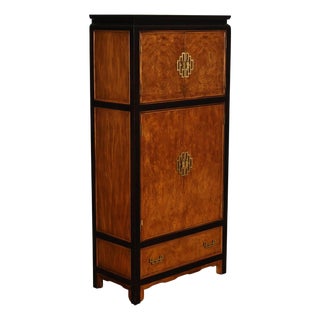 Century Chin Hua Furniture Asian Style Burl Wood Cabinet Armoire For Sale