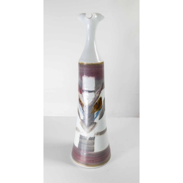 Late 20th Century 80s or 90s Mid-Century Modern Style Art Pottery Pitcher Vase For Sale - Image 5 of 12