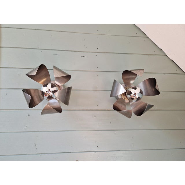 Mid-Century Modern Space Age Chrome Metal Wall Sconces, 1970s, Set of 2 For Sale - Image 3 of 13