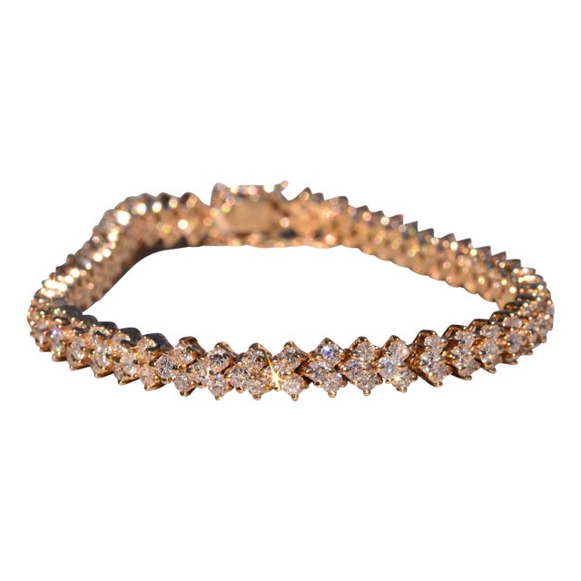 The 15th Street: Triple Row Natural Diamond Bracelet in Yellow Gold For Sale