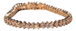 The 15th Street: Triple Row Natural Diamond Bracelet in Yellow Gold