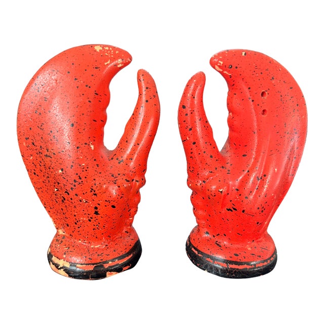Vintage Ceramic Lobster Claw Salt and Pepper Shakers For Sale