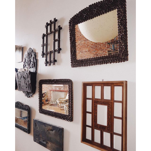 Vintage Pinecone Frame Mirror With Antique Glass For Sale In Los Angeles - Image 6 of 7