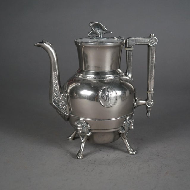 3 Piece Antique Figural Silver Plated Tea Set, Circa 1890 For Sale - Image 4 of 6