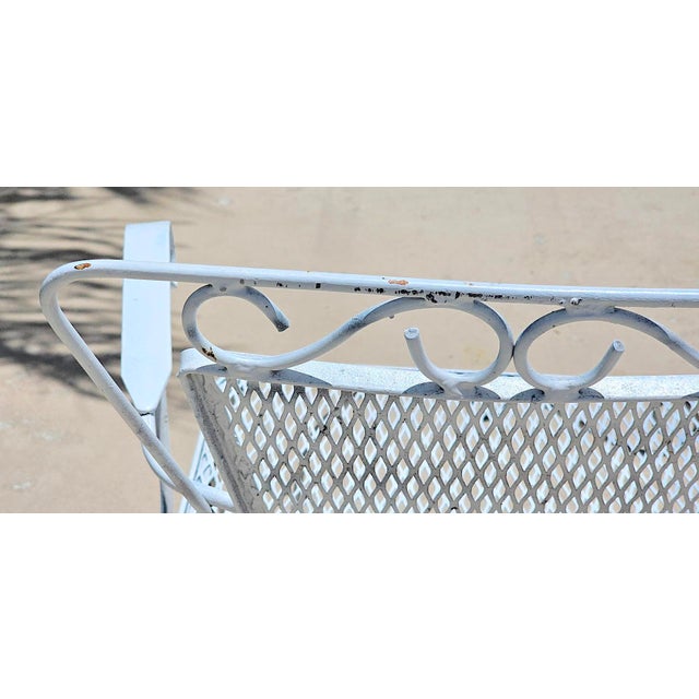 Vintage Mid-Century Modern Russell Woodard Style Wrought Iron Patio Settee Bench – Hollywood Regency Salterini Style Garden Loveseat For Sale - Image 17 of 17