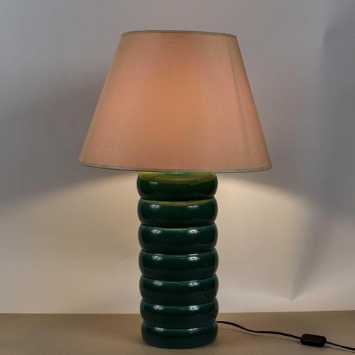 Vintage Italian Table Lamp in Green Ceramic, 1980s For Sale - Image 3 of 9
