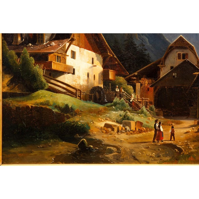 Continental School Alpine Village Oil Painting, Late 19th Century For Sale - Image 4 of 11