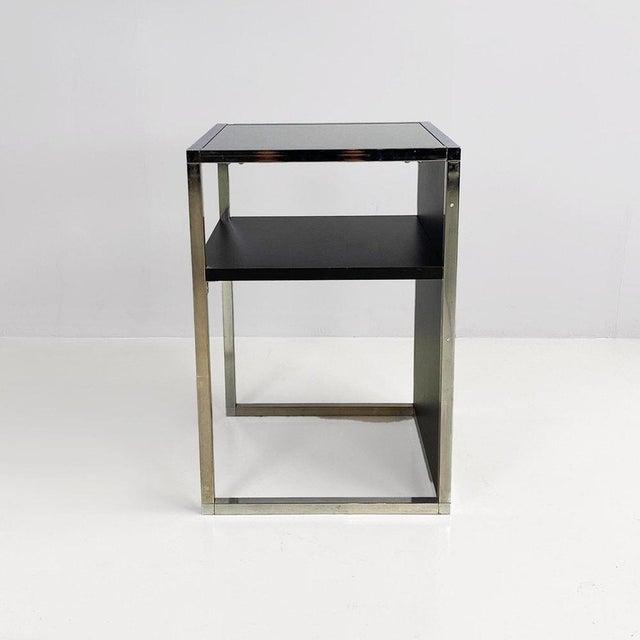 1990s Italian Modern Chromed Steel, Wood and Glass Table, 1990s For Sale - Image 5 of 18