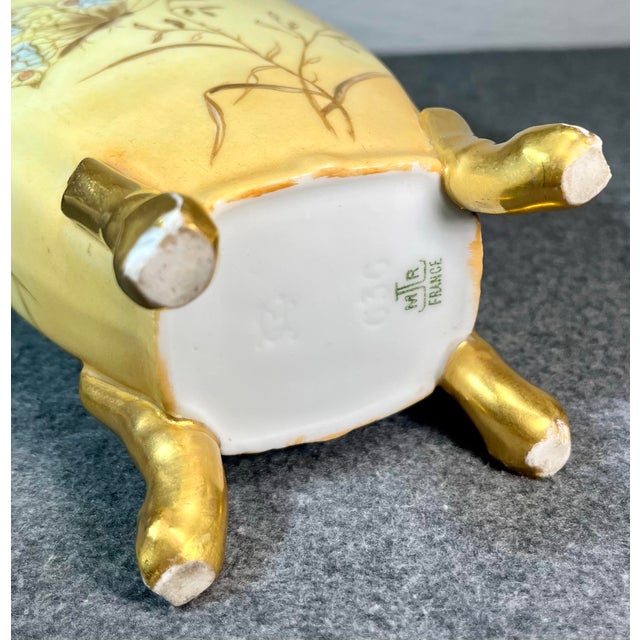 Antique Martial Redon Limoges Handled Footed Porcelain Vase For Sale - Image 9 of 11