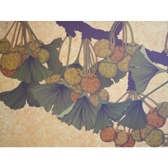 Brown Mission Oak Arts & Crafts Ginko in Autumn Print For Sale - Image 8 of 10