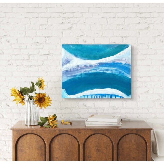 Matthew Izzo Blue and White Oil Painting on Canvas Titled Horizon For Sale - Image 4 of 5