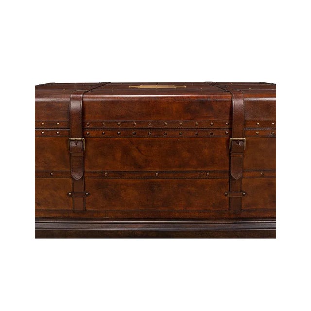 Brown Leather Wrapped Trunk For Sale - Image 8 of 11