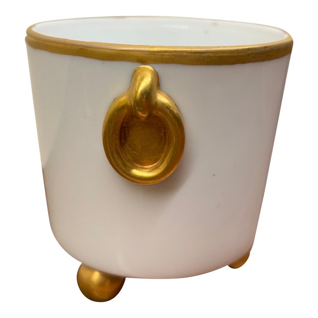 Miniature Cachepot With Gilded Handles and Ball Feet For Sale
