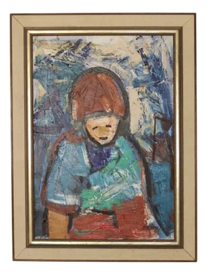 Gösta Falck, Figure, 1960, Large Oil Painting, Framed