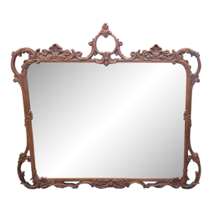 Large 1940s Mahogany Carved Mantel Mirror